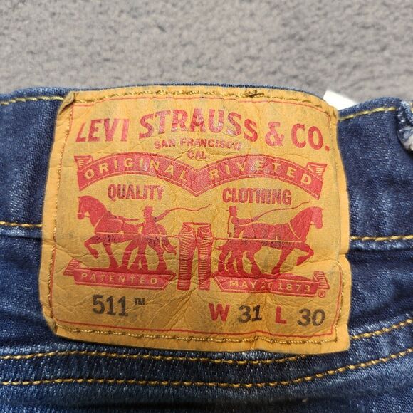 Levi's 511 Jeans Mens 29x29 Blue Slim Straight Leg Stretch Distressed Denim - Picture 3 of 9